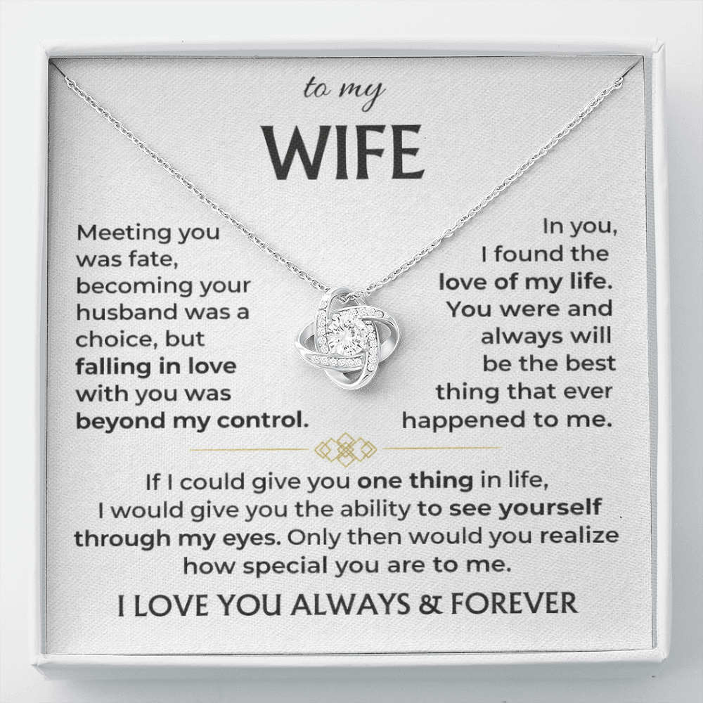 To My Wife - Meeting You Was Fate - Love Knot Necklace - INCLUDES FREE SHIPPING