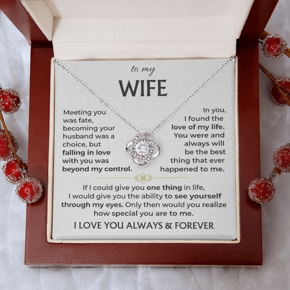 To My Wife - Meeting You Was Fate - Love Knot Necklace - INCLUDES FREE SHIPPING