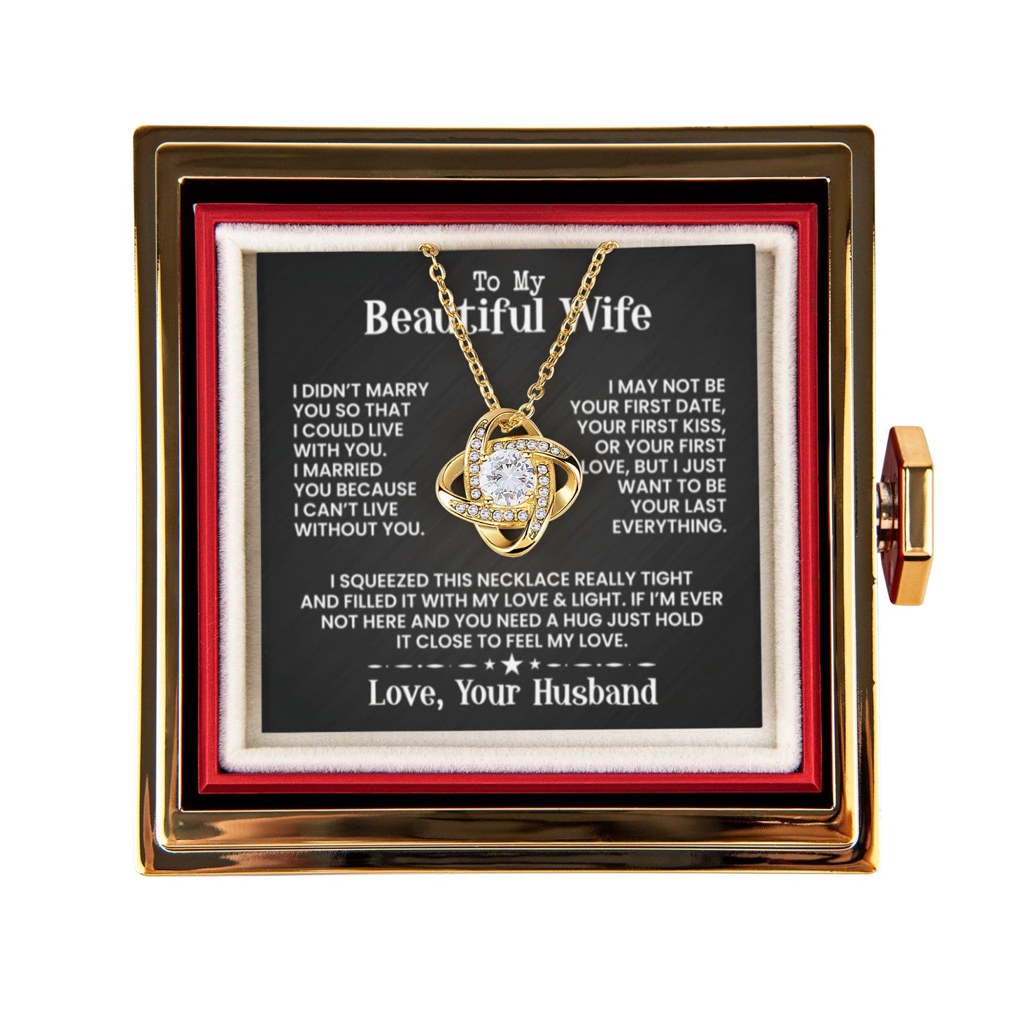 To My Beautiful Wife - Love Knot with Rotating Rose Gift Box - INCLUDES FREE SHIPPING